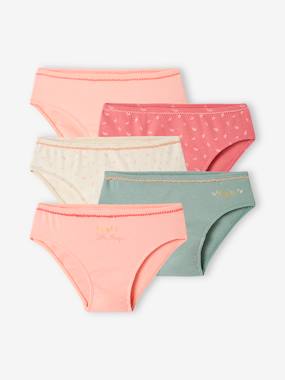 Fille-Lot de 5 culottes fantaisie fille en maille côtelée