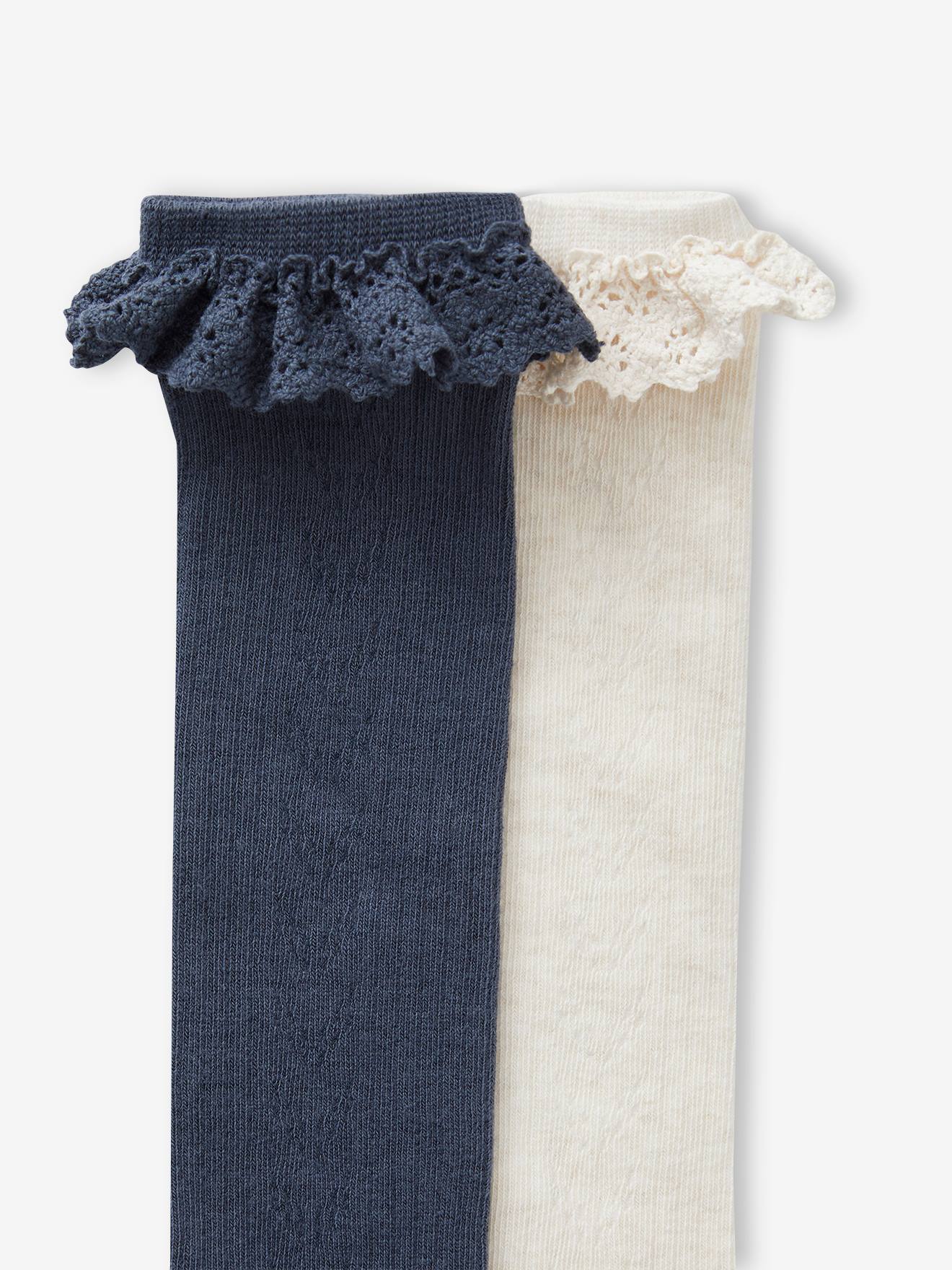 Lot De 2 Paires De Chaussettes Courtes Fille Gelso - Coton Fil D'Écosse, Dentelle, Fait En Italie - Neuf Avec étiquettes