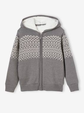 Boys-Cardigans, Jumpers & Sweatshirts-Zipped Jacket with Hood, Sherpa Lining, For Boys