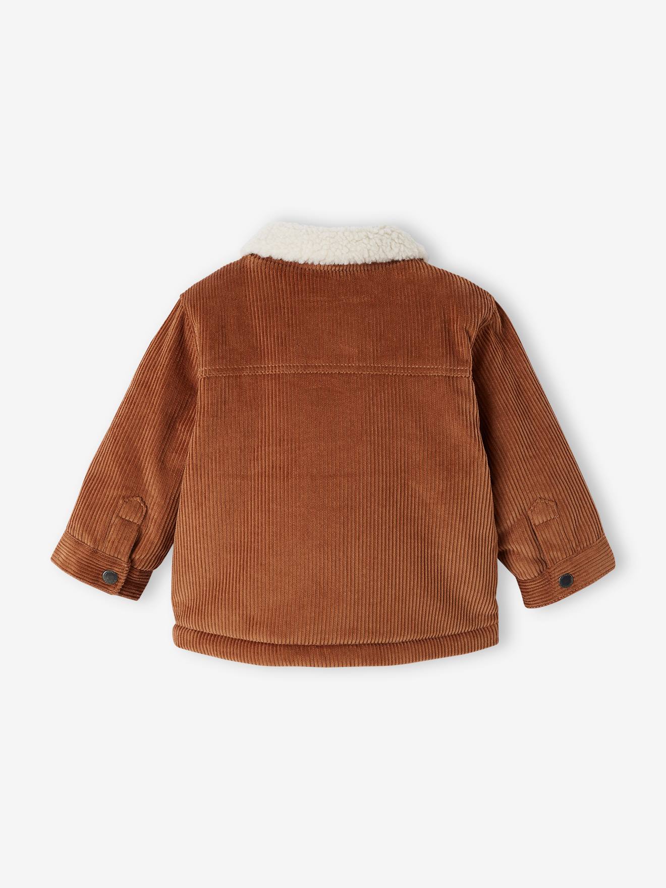 Vertbaudet Corduroy Jacket with Faux Fur Lining for Babies Brown