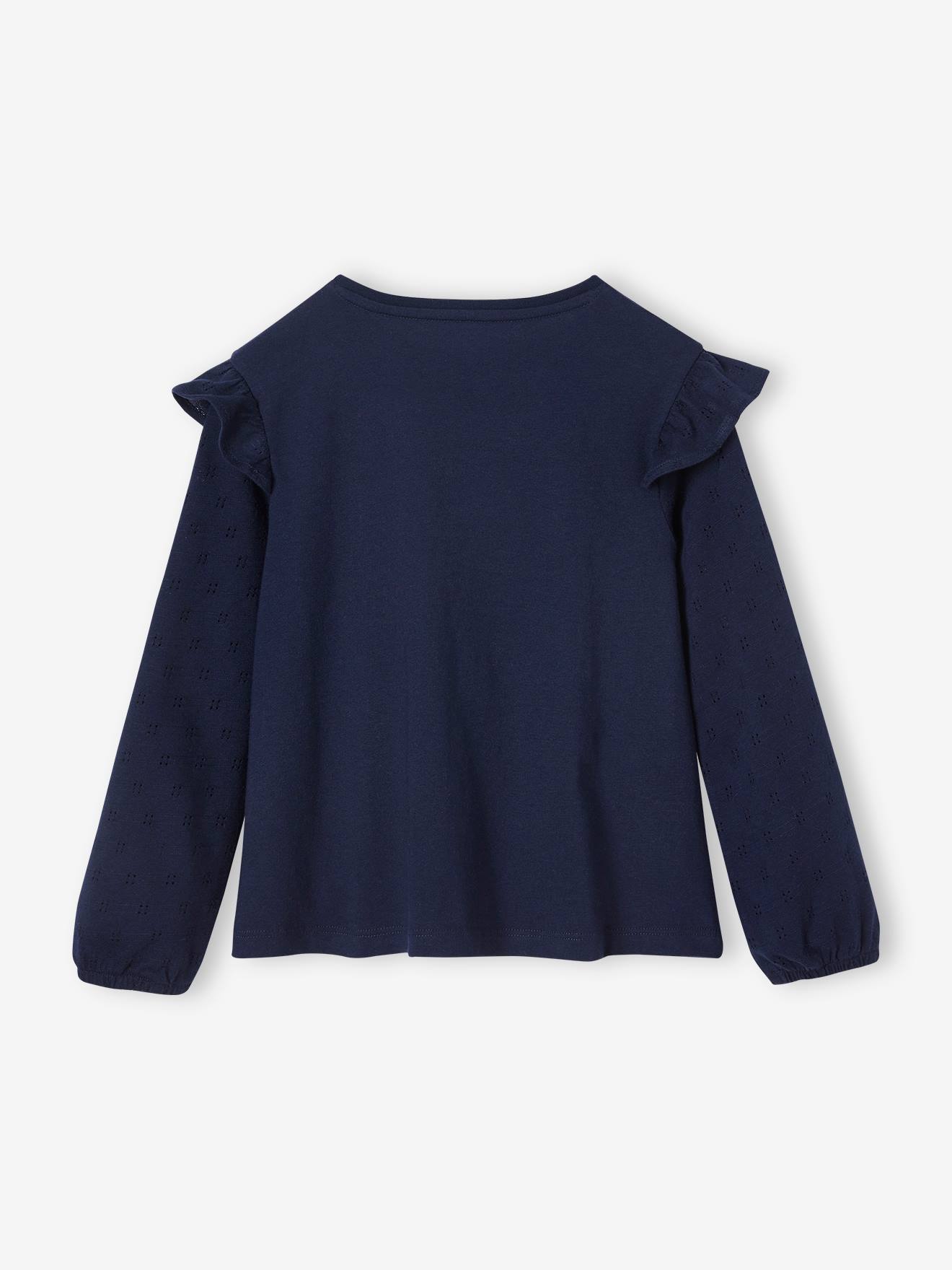 Navy blue ruffle top on sale