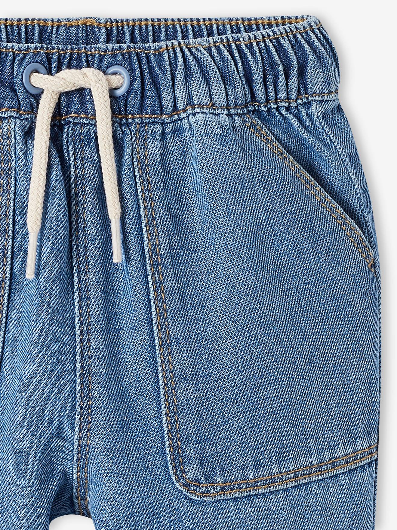 Jean Denim 6 Mois Jean Bébé Vertbaudet Denim Stone 6M - Ceinture Tissu Fleurs Élastique Jean élastique Confort