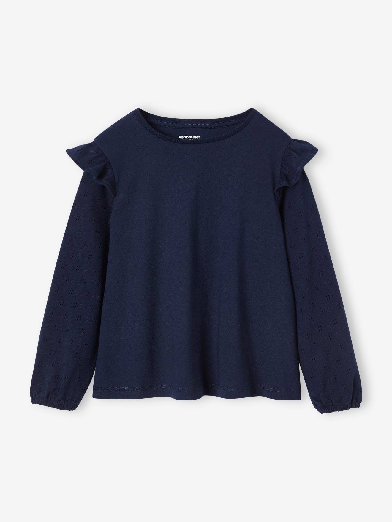 Ruffled Long Sleeve Top for Girls BASICS navy blue Girls