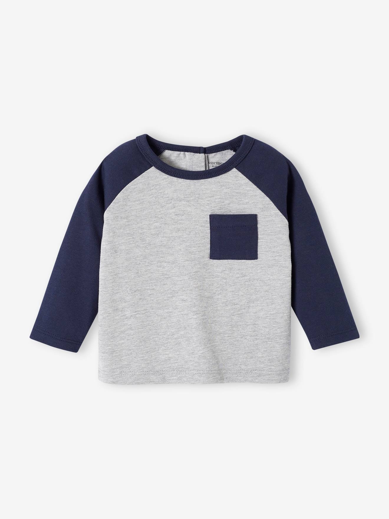 Colourblock Top with Raglan Sleeves, for Babies - grey light mixed color,  Baby