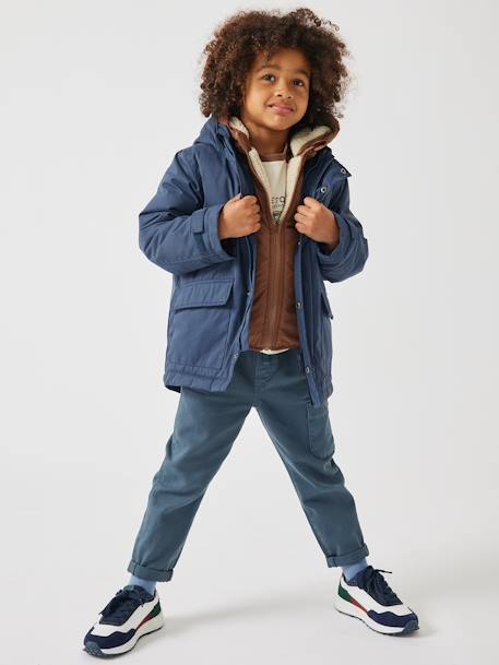 Parka 3 en 1 garçon avec blouson amovible bleu grisé+kaki+Marine grisé+noix de pécan - vertbaudet enfant 