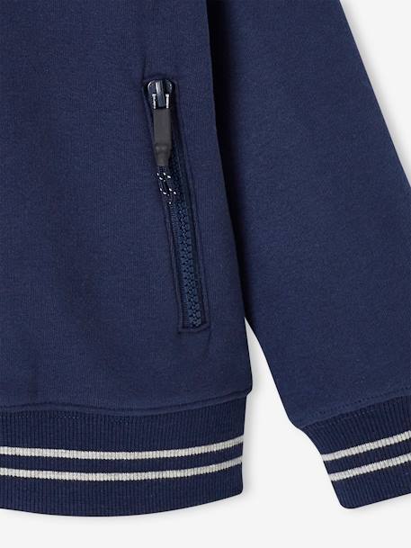 Sweat zippé à capuche sport garçon. bleu grisé+gris chiné+marine+rouge - vertbaudet enfant 