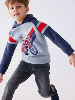 Boys-Cardigans, Jumpers & Sweatshirts-Hoodie with Graphic Motif & Raglan Sleeves, for Boys