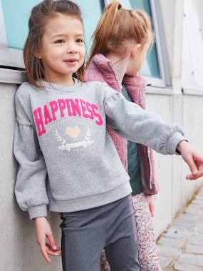 Fille-Collection sport-Sweat sport fille "Hapiness" en bouclette et détails irisés fille