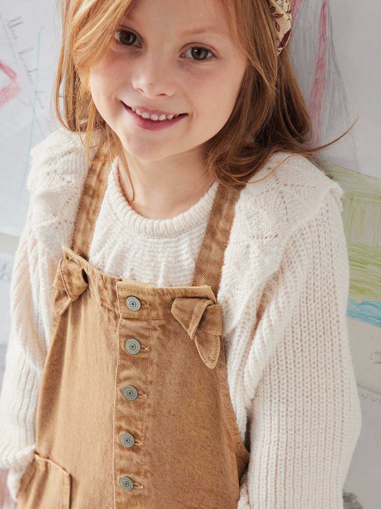 Carpenter Style Dungarees for Girls - taupe, Girls