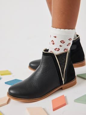 Boots cuir fille zippées et élastiquées  - vertbaudet enfant