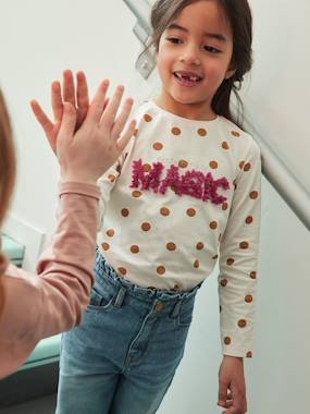 Girls-Tops-Printed Top with Crimped Inscription in Relief, for Girls