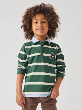 Boys-Tops-Striped 2-in-1 Effect Polo Shirt, for Boys