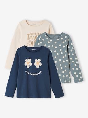 Fille-Lot de 3 t-shirts Basics fille manches longues