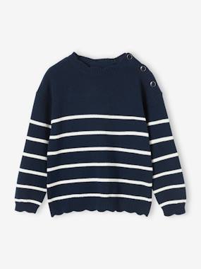 Girls-Cardigans, Jumpers & Sweatshirts-Fancy Striped Jumper for Girls