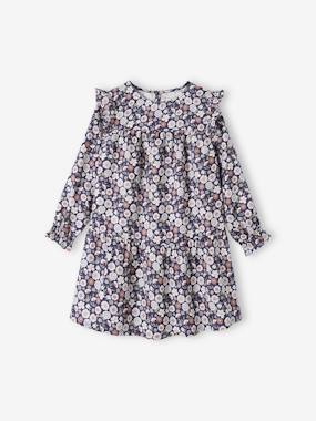 Girls-Dresses-Frilly Dress with Floral Print for Girls