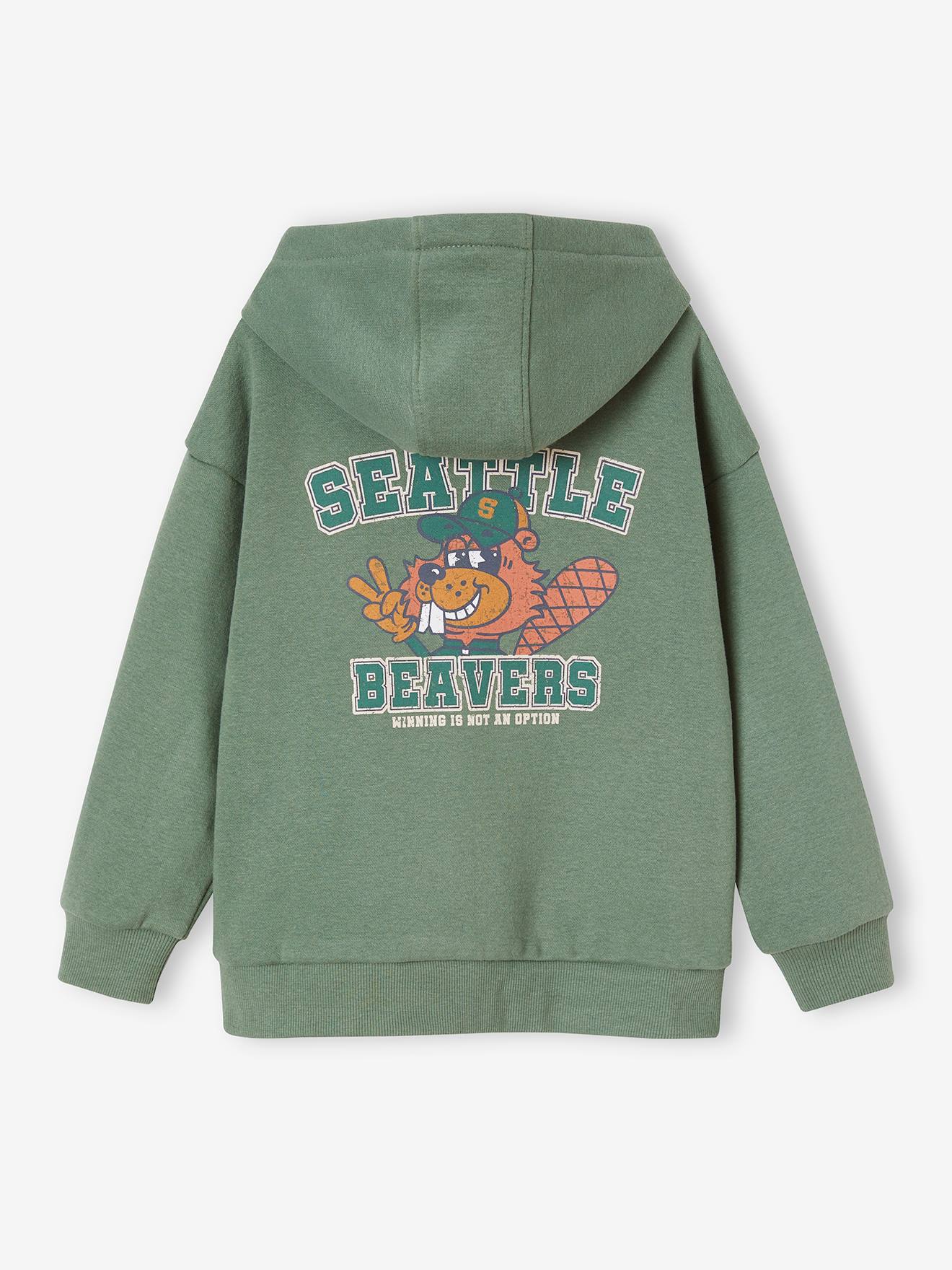 Hoodie with Large Nature-Inspired Motif on the Back, for Boys