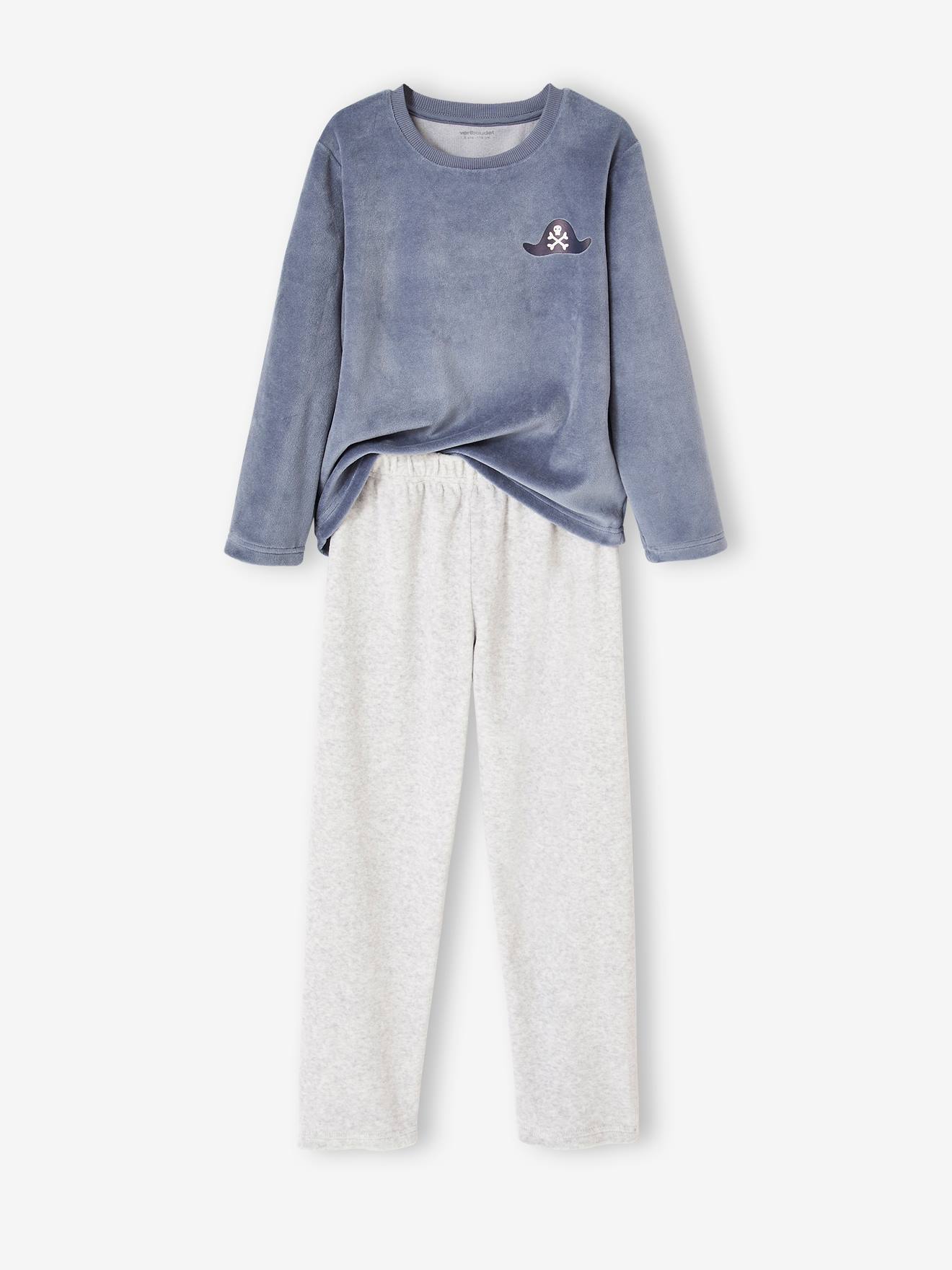 VERTBAUDETLot de 2 Pyjamas Nature en Velours garçonLOT Bleu ET GRIS4A :  : Mode