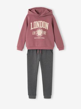 Girls-Outfits-Hooded Sweatshirt & Joggers in Fleece, for Girls