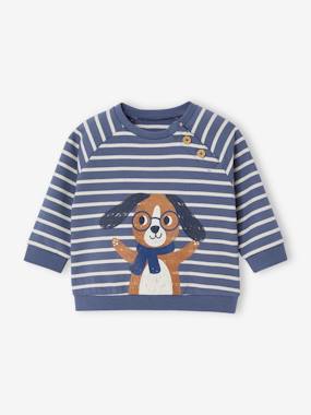 STRIPED CREWNECK WITH EMBROIDERED ILLUSTRATION, NEWBORN STRIPED CREWNECK WITH EMBROIDERED ILLUSTRATION, NEWBORN