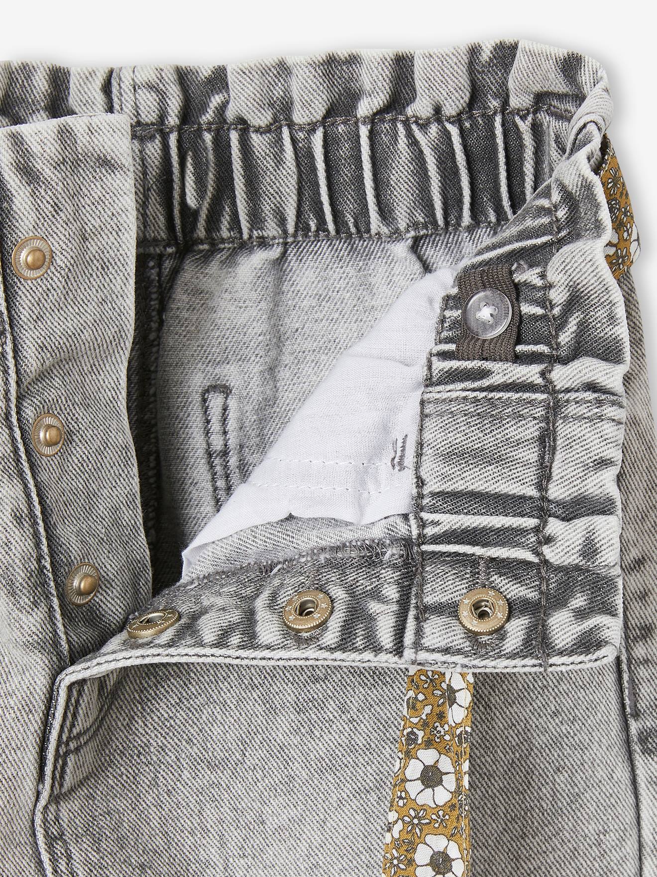 Jean Slim F&D Fashion Pour Fille - Taille 12/14 Ans (152 Cm) - Gris Imprimé Fleurs - Occasion Très Bon état
