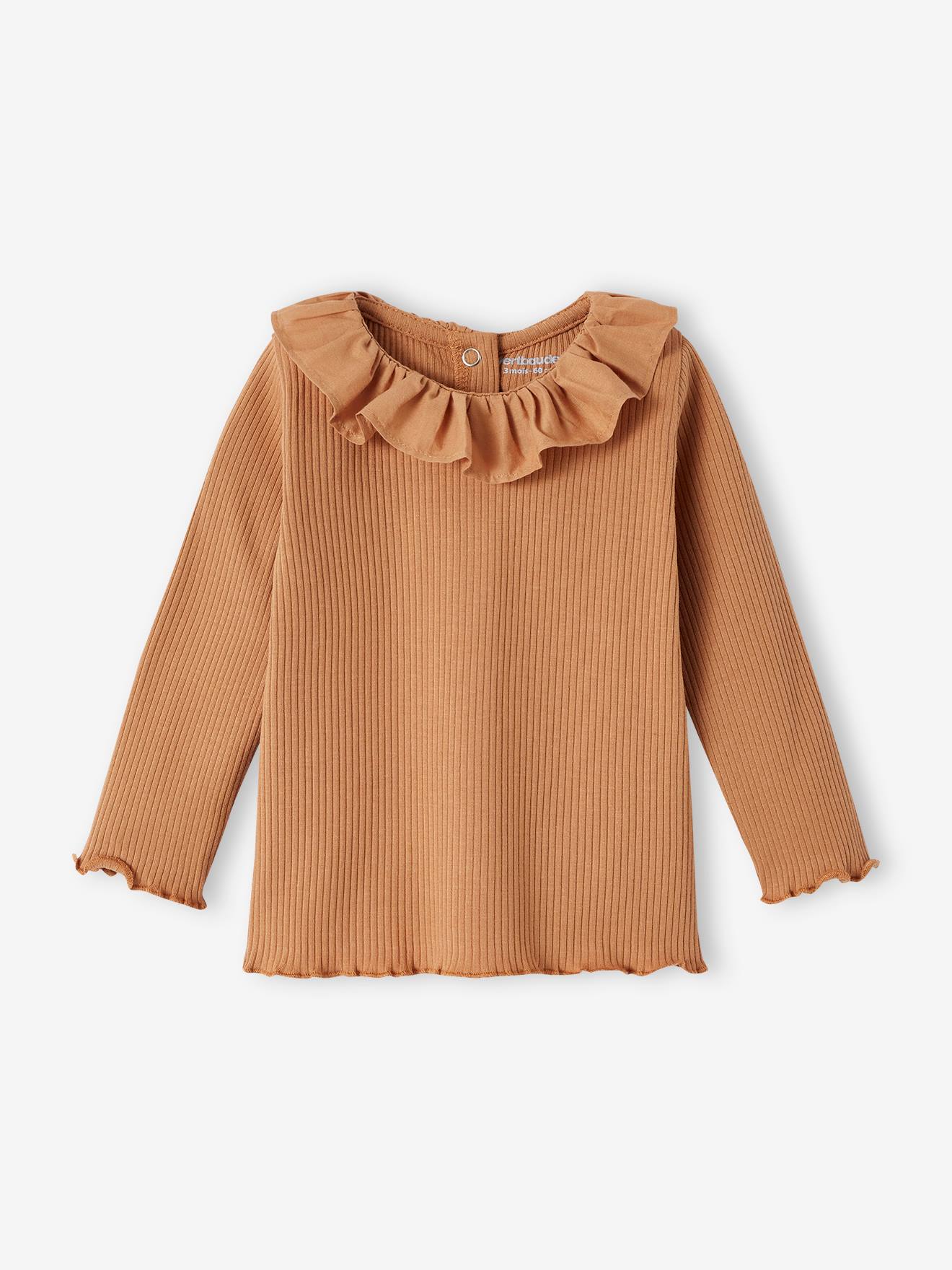 Open Neck Collared Rib Knit Sweater