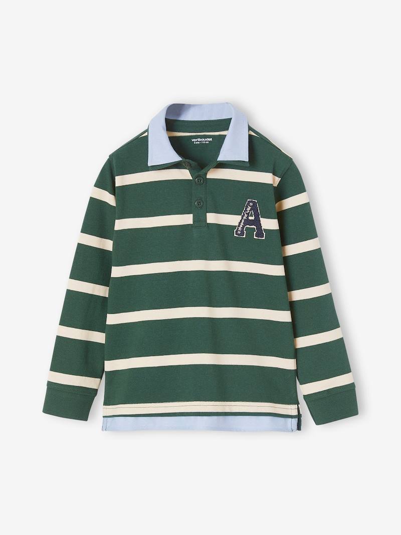 Striped 2-in-1 Effect Polo Shirt, for Boys - english green, Boys