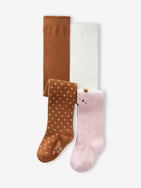 Bébé-Chaussettes, Collants-Lot de 2 paires de collants à pois/animalier bébé fille