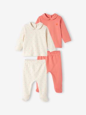 Baby-Pack of 2 Heart Sleepsuits in Interlock Fabric for Babies