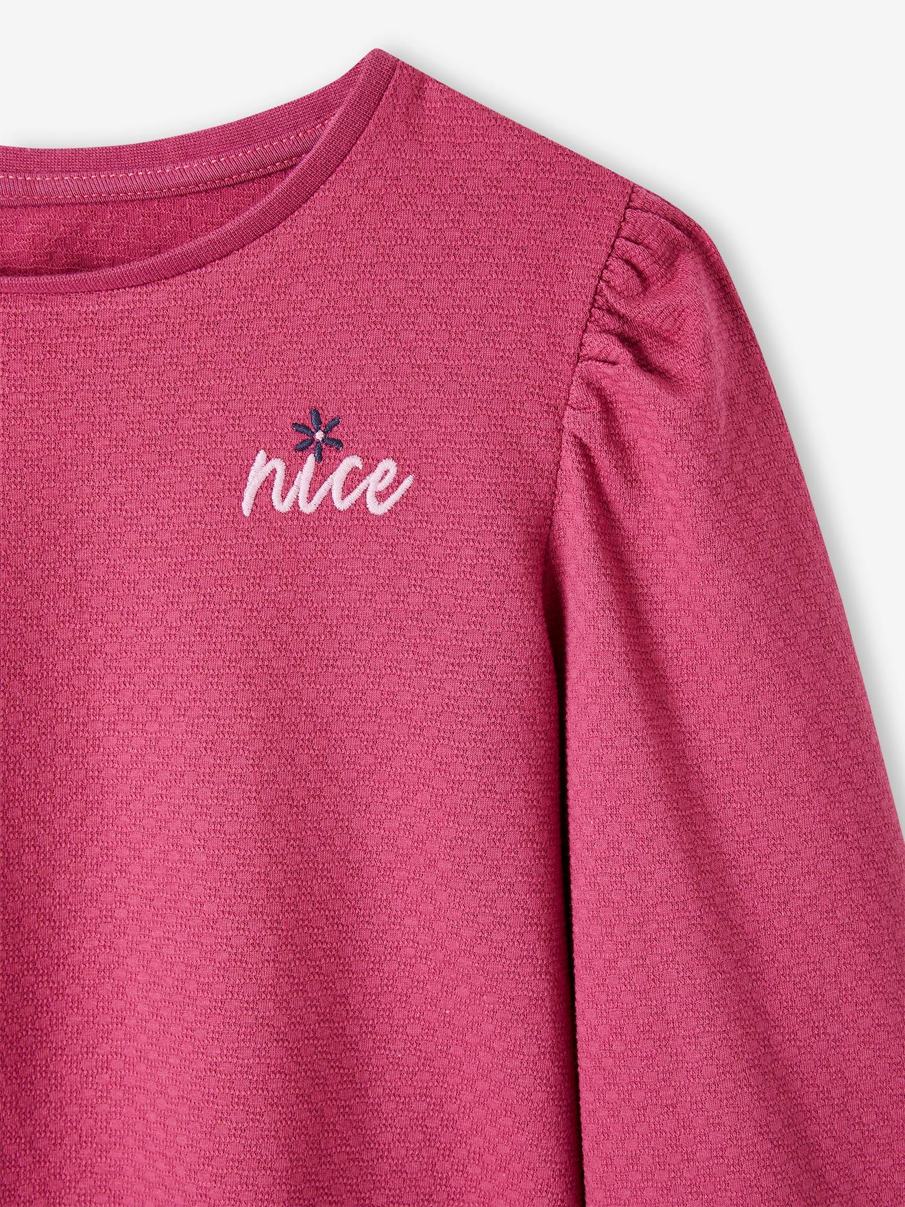 Fancy Textured Top with Long Puffy Sleeves for Girls