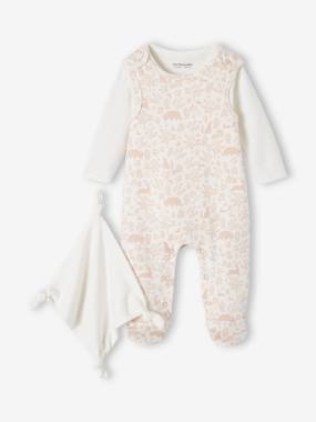 Baby-Outfits-3-Piece Set for Newborns: Jumpsuit + Bodysuit + Comforter in Organic Cotton