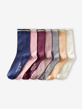 -Lot de 7 paires de mi-chaussettes fille lurex