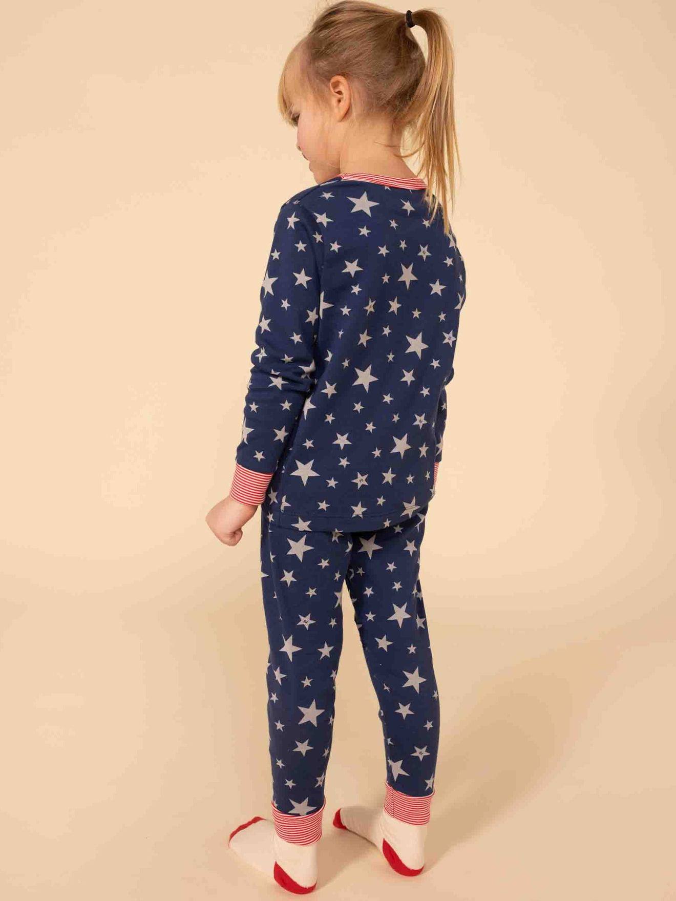 Pyjama déguisement phosphorescent en coton PETIT BATEAU - bleu imprimé,  Fille