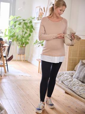 Maternity-Nursing Clothes-Dual Fabric Jumper, Maternity & Nursing