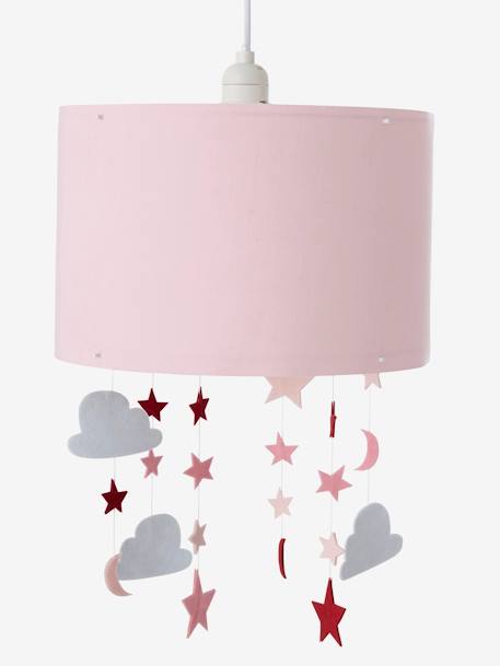 Stars Clouds Hanging Lampshade Pink Medium Solid With Design Bedding Decor