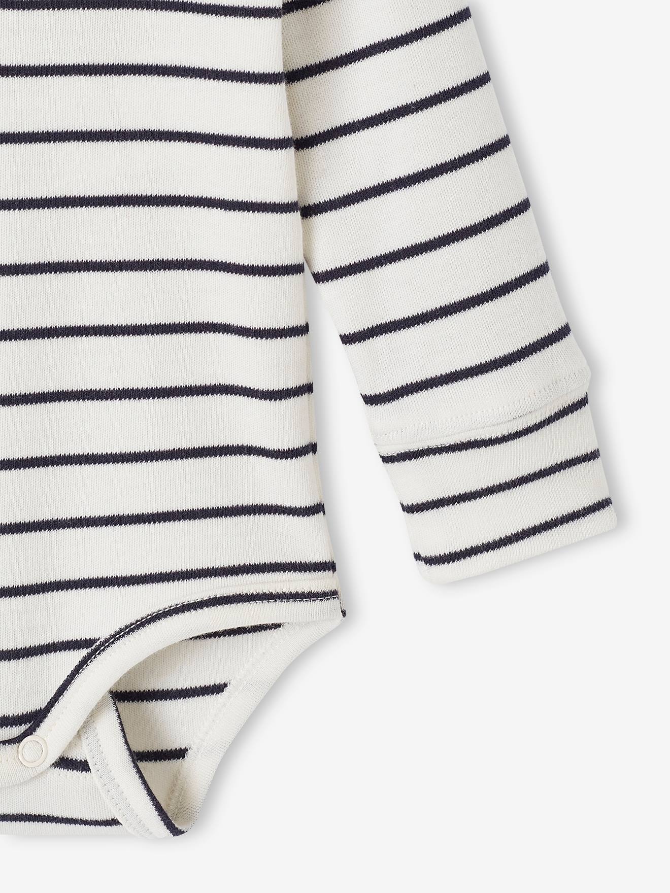 black and white striped long sleeve bodysuit