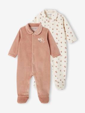 Dors-bien Bébé En Velours Avec Motif Animal - Ouverture Pressions Devant Et Entrejambe - Vertbaudet 75% Coton