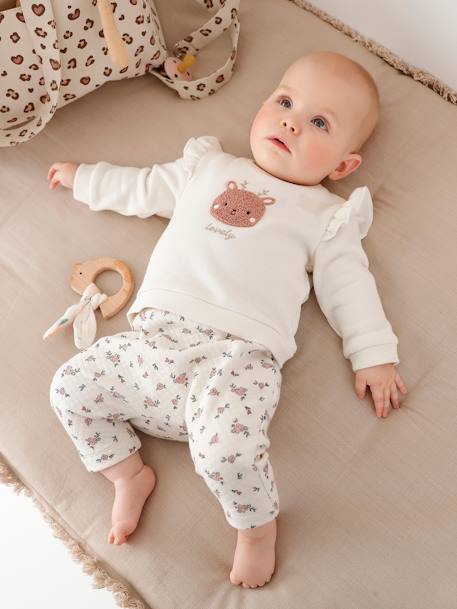 Sweatshirt & Trousers Combo for Babies 6308+ecru+marl beige+pale pink+rose - vertbaudet enfant 