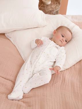 Pyjama Bébé Velours Lapins Vertbaudet – Ouverture Par Pressions, Pieds Antidérapants, Tailles Dès 45 Cm