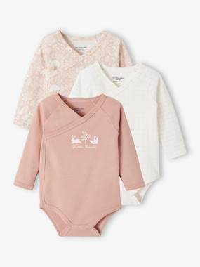 Baby-Pack of 3 Long-Sleeved Bodysuits in Organic Cotton for Newborn Babies