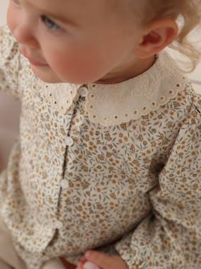 Baby-Printed Blouse with Embroidered Collar for Babies