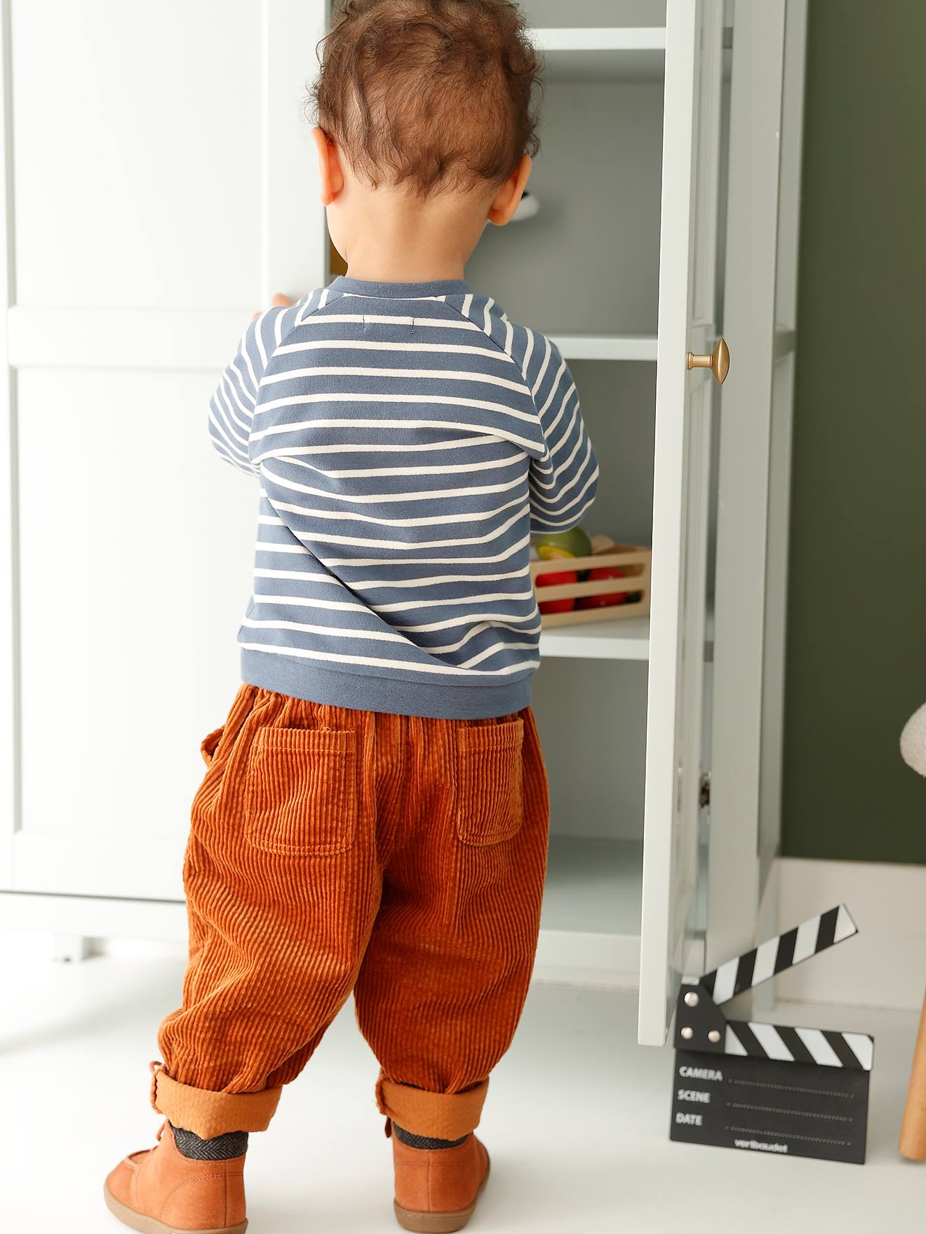 T-shirt à Capuche Rayé Bébé Garçon - Vertbaudet - 100% Coton, Poche Kangourou, Patte Boutonnée