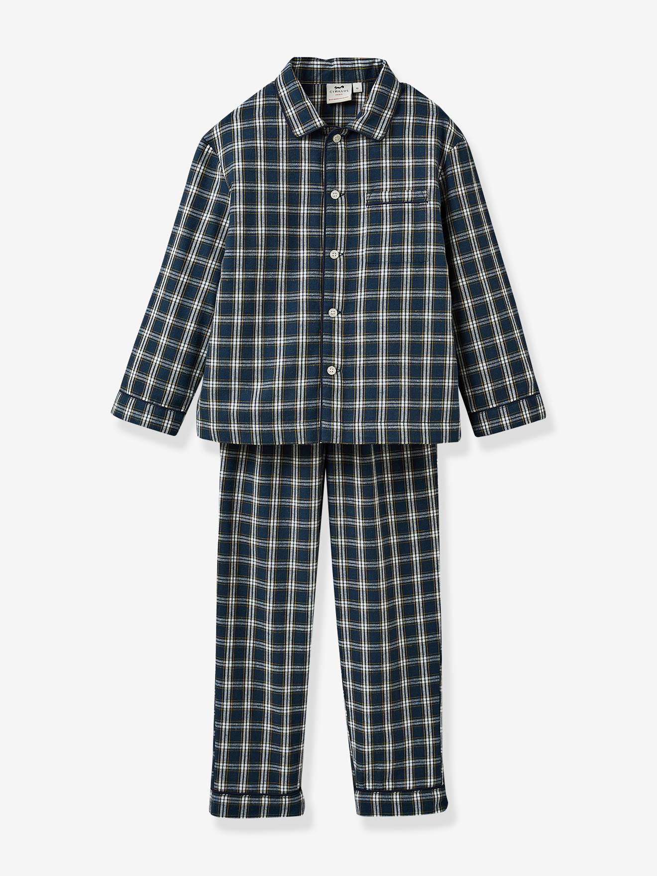 Classic Gingham Pyjamas for Boys, by CYRILLUS - chequered blue, Boys