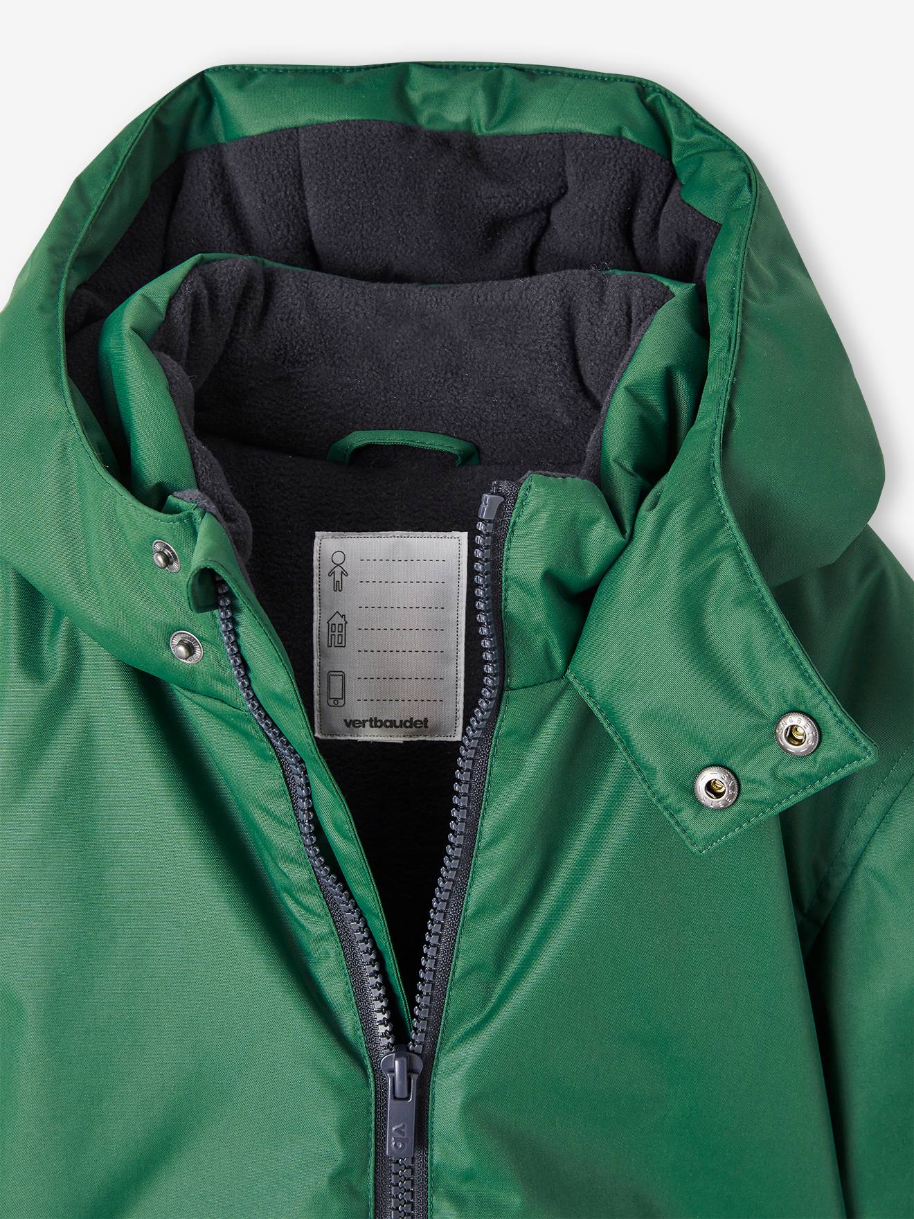 Hooded Parka Polar Fleece Lining for Boys Green