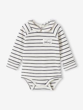 Baby-Bodysuits-Striped & Long Sleeve Progressive Bodysuit for Babies