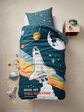 Linge de lit & Déco-Linge de lit enfant-Housse de couette-Parure enfant housse de couette + taie d'oreiller avec coton recyclé SPACE ADVENTURE