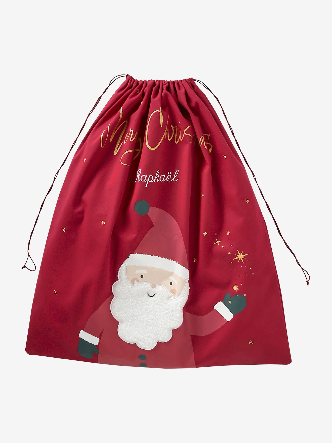 Sac jouets personnalisable P re No l rouge Linge de lit D co