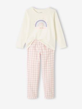 Girls-Nightwear-Rainbow Pyjamas in Jersey Knit & Flannel for Girls