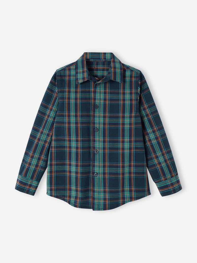 Brown and Green Checkered Boys Shirt