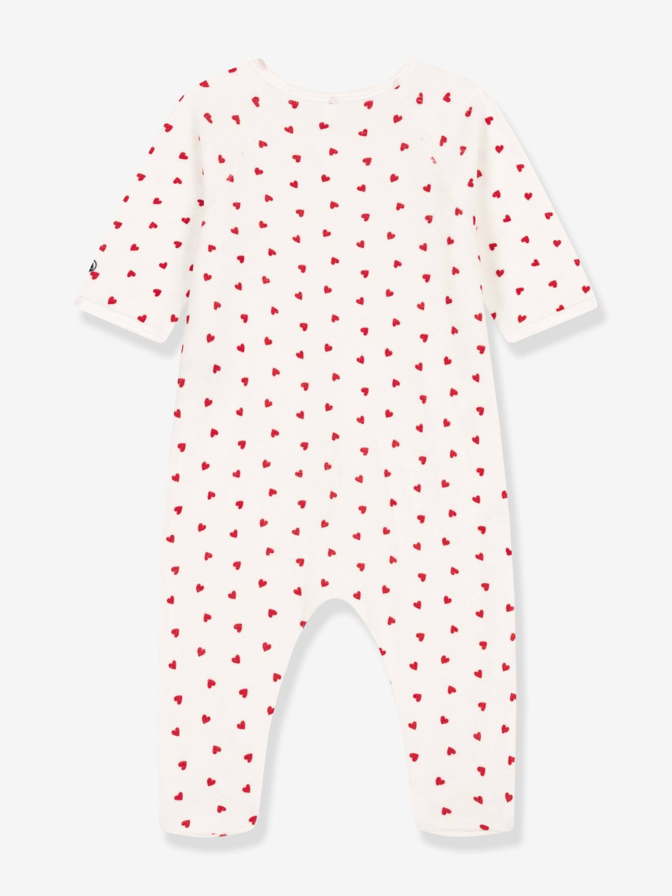 Pyjama Bébé Hiver Molleton Blanc Cœurs Rouges Petit Bateau- Intemporel -  Petit Pois