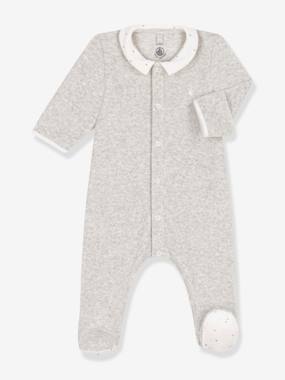 Baby-Pyjamas & Sleepsuits-Sleepsuit in Velour for Babies, PETIT BATEAU